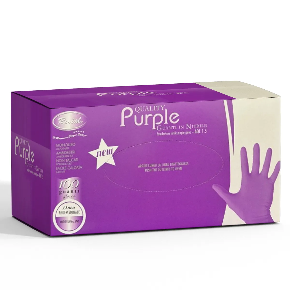 ROIAL Roial Guanti in Nitrile Non Talcati Viola 100pz - S - MegaPrezzo