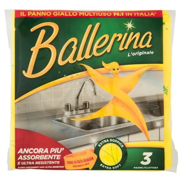 BALLERINA Ballerina Panno Giallo Multiuso - 3pz - MegaPrezzo