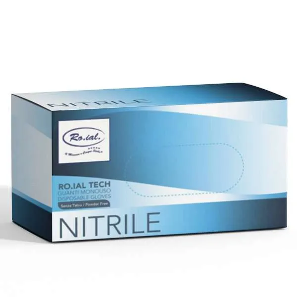 ROIAL Roial Tech Guanti in Nitrile Non Talcati Blu - 100pz - MegaPrezzo
