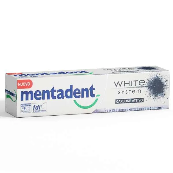 MENTADENT Mentadent Dentifricio White System Carbone Attivo - 75ml - MegaPrezzo
