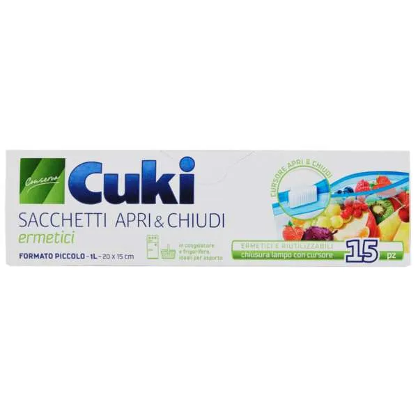 CUKI Cuki Sacchetti Apri e Chiudi con Cursore - 1lt - MegaPrezzo