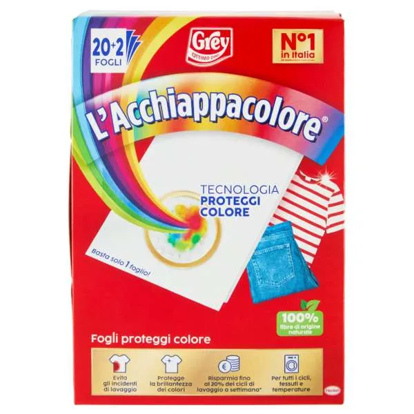 GREY Grey Acchiappacolore Azione Proteggi Colore - 20 Fogli - MegaPrezzo