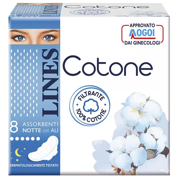 LINES Lines Cotone Assorbenti Ultra Ali Notte - 8pz - MegaPrezzo