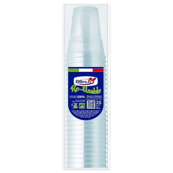 DOPLA Dopla ReUsable Bicchieri Diamant 25pz - 350CC - MegaPrezzo