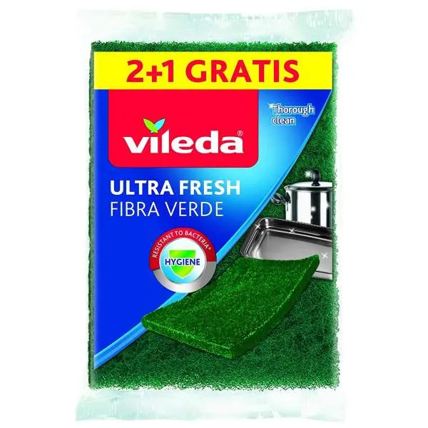 VILEDA Vileda Spugna Ultra Fresh Fibra Verde - 3pz - MegaPrezzo