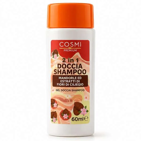 COSMI ITALIA Cosmi Bagnoschiuma Shampoo 2in1 Travel 60ml - Mandorla e Ciliegia - MegaPrezzo