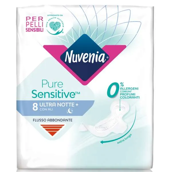 NUVENIA Nuvenia Assorbenti PureSensitive Ultra Notte con Ali - 8pz - MegaPrezzo
