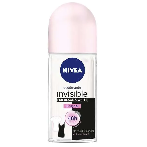 NIVEA Nivea Deodorante Roll-On Invisible Black e White Original - 50ml - MegaPrezzo