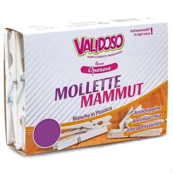 VALIDOSO Validoso Mollette Mammut in Plastica Bianca - 16pz - MegaPrezzo