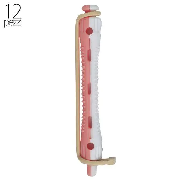 XANITALIA Bigodini Permanente Forati Lunghi 12pz - 6.5mm Bianco-Rosa - MegaPrezzo