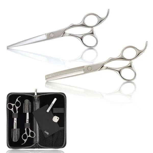 XANITALIA Lameo Stage Pro Kit Forbici Taglio e Sfoltire Silver - 6.0" - MegaPrezzo