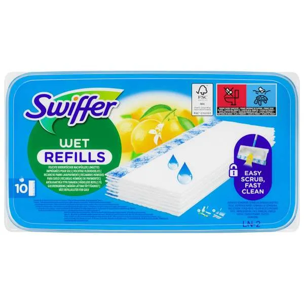 SWIFFER Swiffer Wet Panni Umidi Cattura Polvere Limone - 10pz - MegaPrezzo