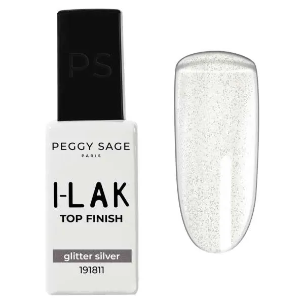 PEGGYSAGE Peggy Sage I-Lak Top Coat 11ml - Glitter Silver - MegaPrezzo