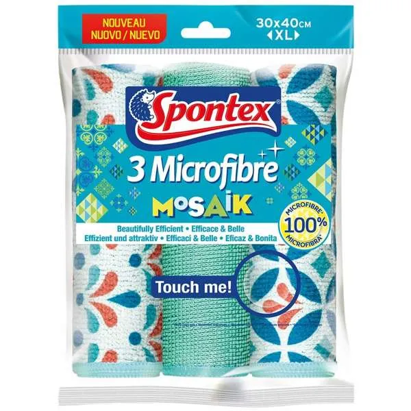 SPONTEX Spontex Panni in Microfibra Mosaik XL - 3pz - MegaPrezzo
