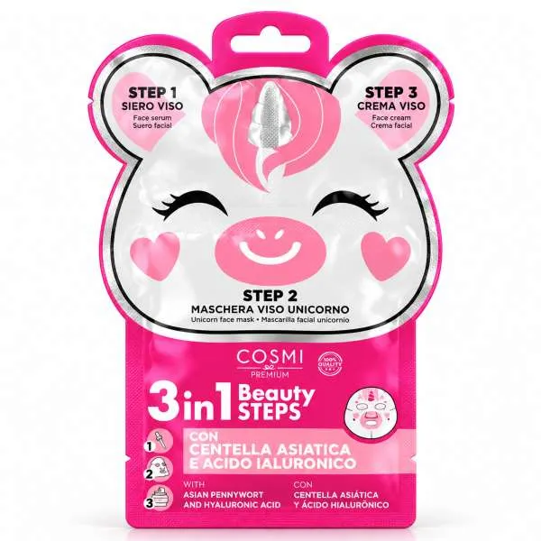COSMI ITALIA Cosmi Maschera Viso 3in1 Beauty Steps - Unicorno - MegaPrezzo