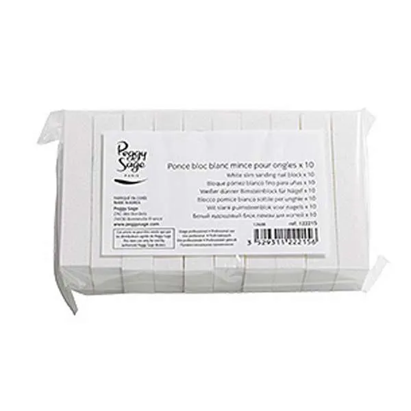 PEGGYSAGE Peggy Sage Blocco di Pietra Pomice Bianco Slim per Unghie 10pz - MegaPrezzo