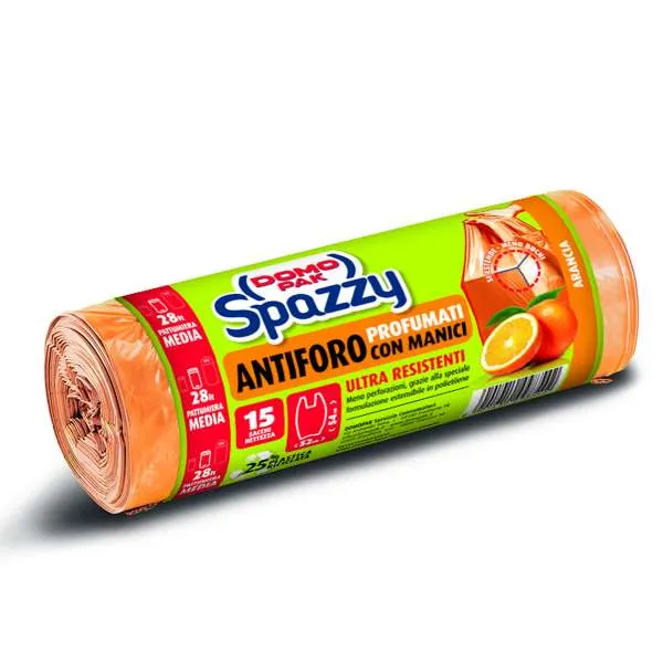 DOMOPAK Domopak Spazzy Sacchi Pattumiera Arancia 15pz - 28 Litri - MegaPrezzo