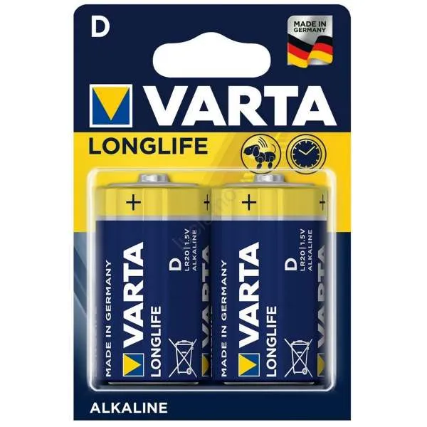 VARTA Varta Pile Long Life Extra Alcalina 1,5V D - 2pz - MegaPrezzo