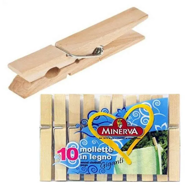 MINERVA Minerva Mollette in Legno 10pz - Giganti - MegaPrezzo
