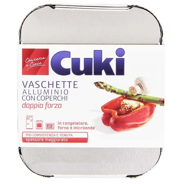 CUKI Cuki Vaschette Alluminio con Coperchio 8 Porzioni - 2pz - MegaPrezzo