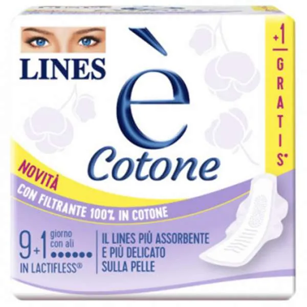 LINES Lines È Cotone Assorbenti Ali Giorno - 10pz - MegaPrezzo