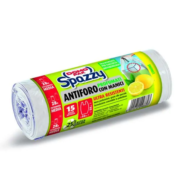 DOMOPAK Domopak Spazzy Sacchi Pattumiera Limone 15pz - 28 Litri - MegaPrezzo