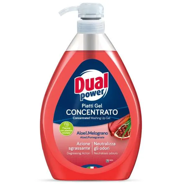 DUAL POWER Dual Power Detersivo Piatti Gel Concentrato 1000ml - Aloe e Melograno - MegaPrezzo