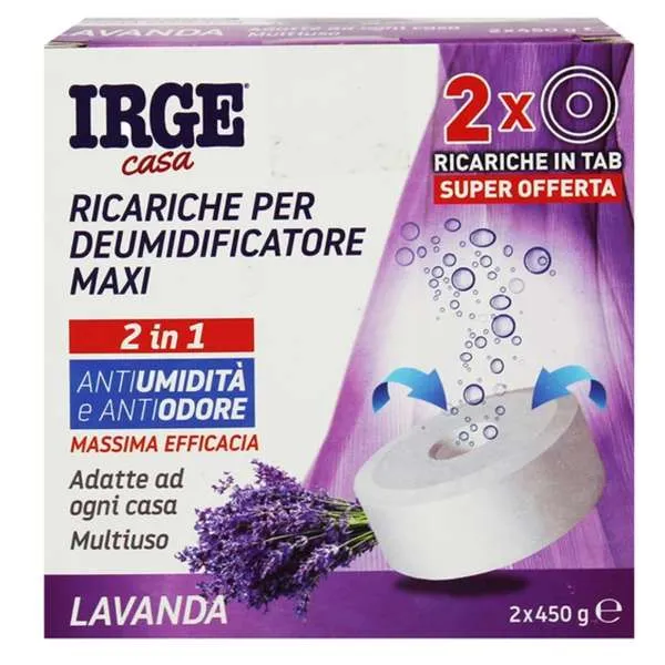 IRGE Irge Deumidificatore Ricarica Tabs 2x450gr - Lavanda - MegaPrezzo