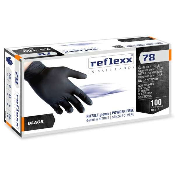 REFLEXX ReFlexx 78 Guanti in Nitrile Nero Non Talcati - 100pz - MegaPrezzo