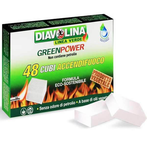 DIAVOLINA Diavolina Accendifuoco Green Power - 48 Cubetti - MegaPrezzo