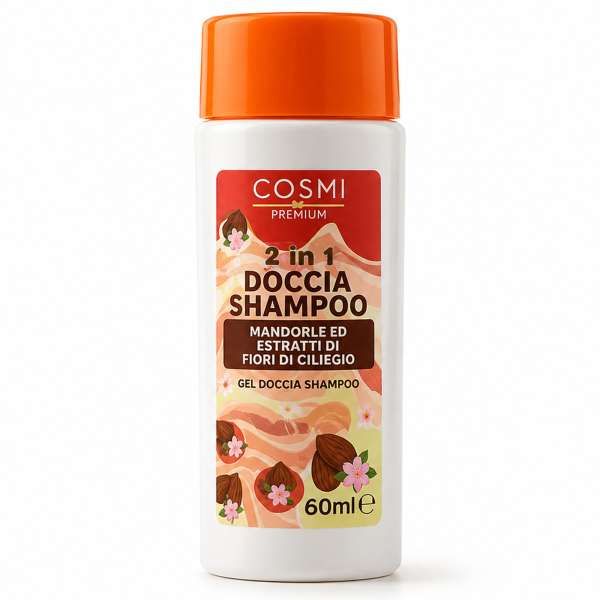 COSMI ITALIA Cosmi Bagnoschiuma Shampoo 2in1 Travel 60ml - Mandorla e Ciliegia - MegaPrezzo