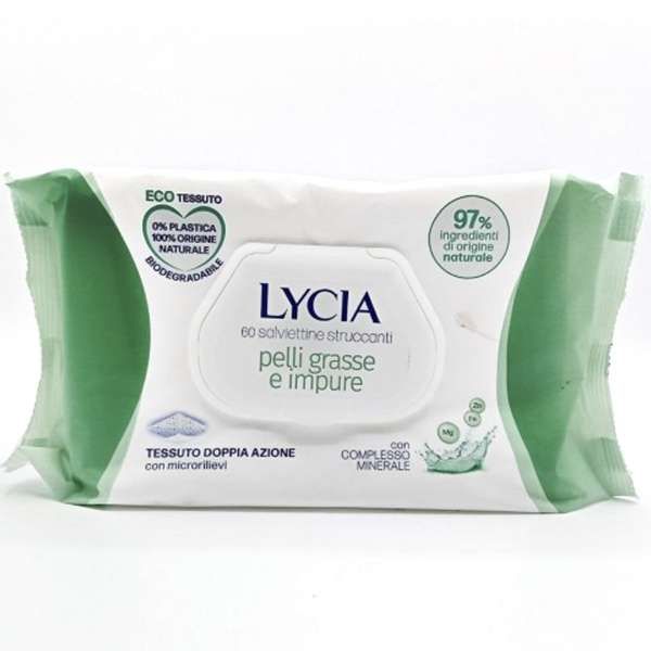 LYCIA Lycia Salviettine Struccanti Pelli Grasse - 60pz - MegaPrezzo