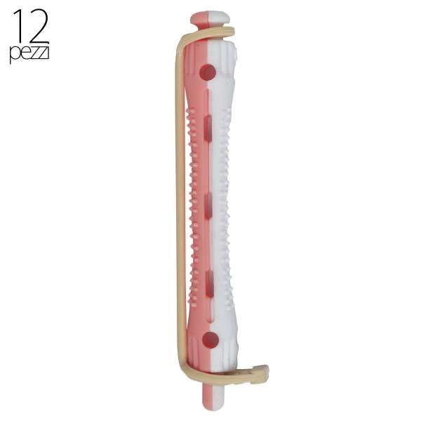 XANITALIA Bigodini Permanente Forati Lunghi 12pz - 6.5mm Bianco-Rosa - MegaPrezzo