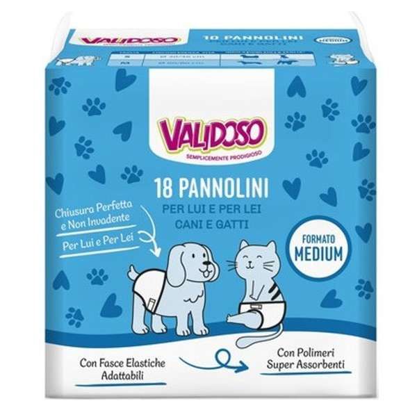 VALIDOSO Validoso Pannolini per Cani e Gatti 18pz - Medium - MegaPrezzo