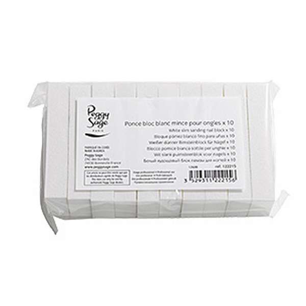 PEGGYSAGE Peggy Sage Blocco di Pietra Pomice Bianco Slim per Unghie 10pz - MegaPrezzo