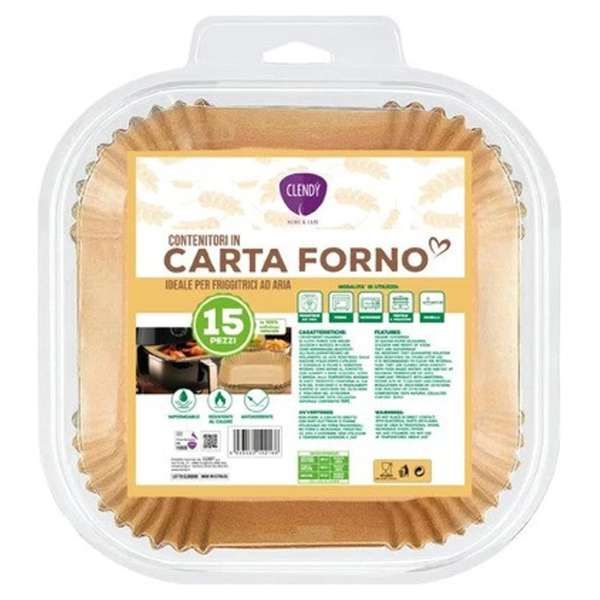 CLENDY Clendy Contenitori Carta Forno Quadrati 22cm - 15pz - MegaPrezzo