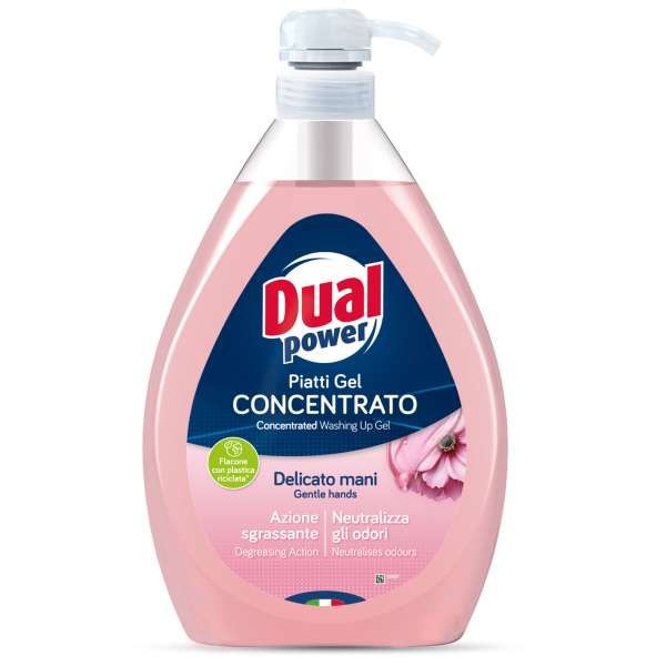 DUAL POWER Dual Power Detersivo Piatti Gel Concentrato 1000ml - Delicato Mani - MegaPrezzo